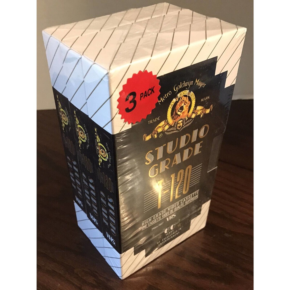 MGM Studio Grade Blank VHS 3 Pack Brand New SEALED T-120 High Grade